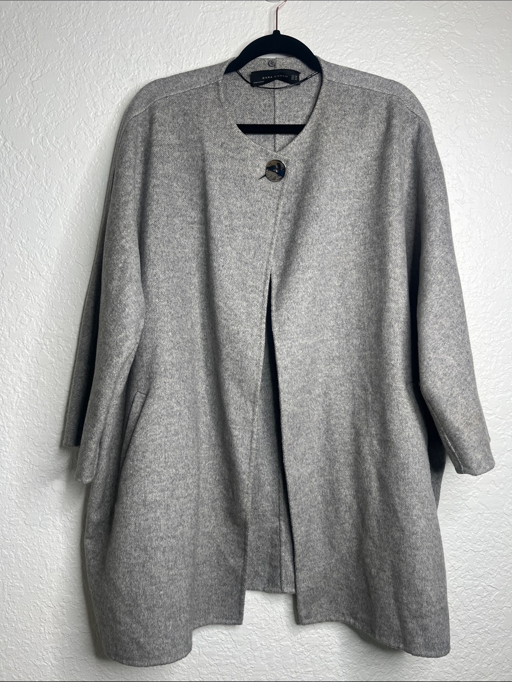 Zara Woman Wool Blend Cape Gray Size XL